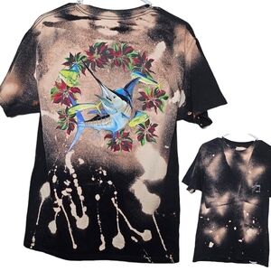 Guy Harvey Acid Washed Graphic Tee Hanes Beefy Tagless Shirt Size Medium